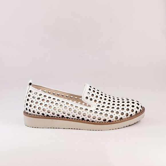 Norka Orthopedic Perforated Leather Flats in White - Picture 3 of 4